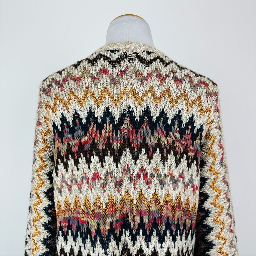 Soft Surroundings Striped Chevron Cardigan Sweater Size Medium - Picture 11 of 13
